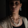 Opulent Elegancy pearl silver Necklace