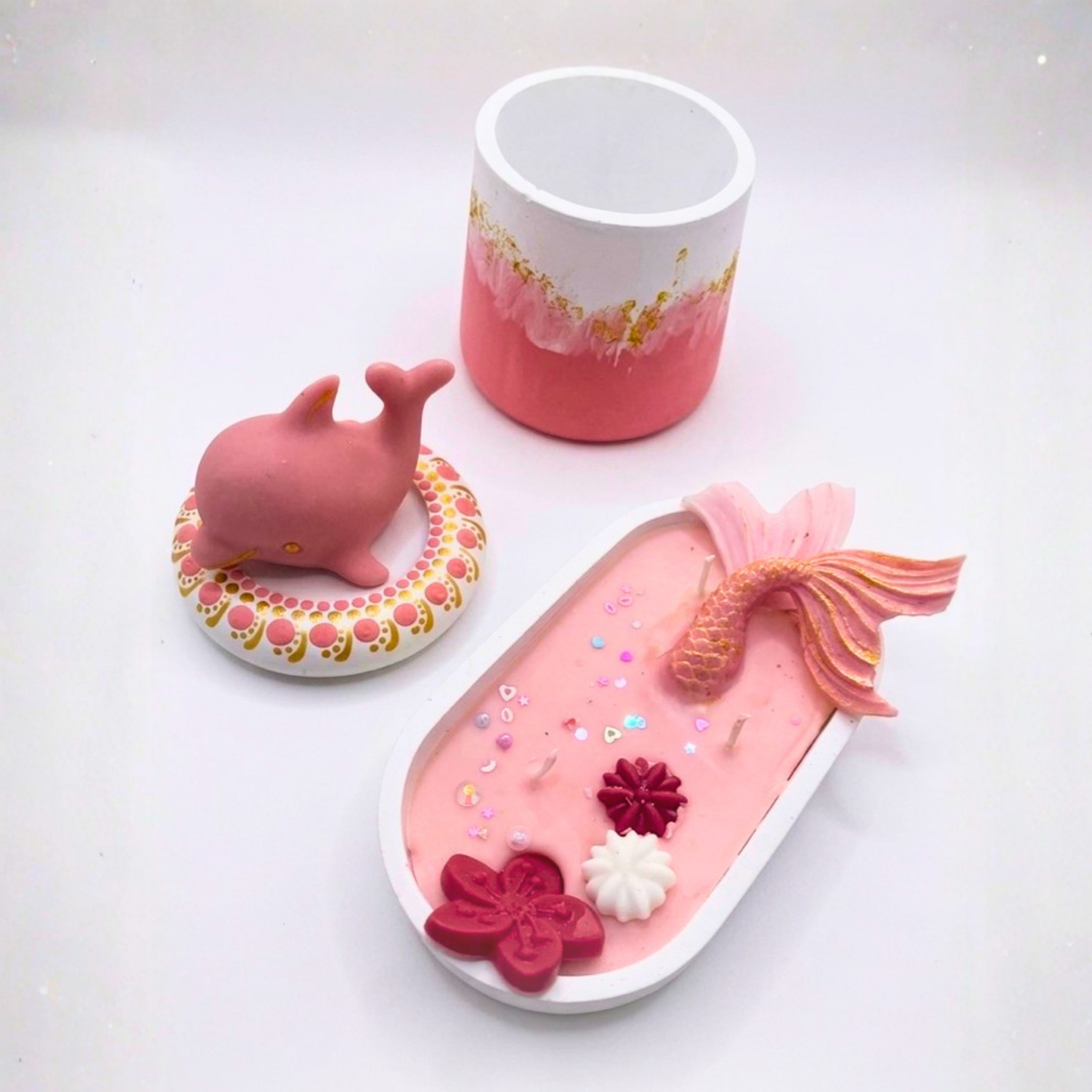3 Piece Mermaid & Dolphin Scented Candle Set