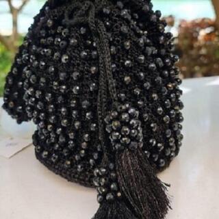 Black Bag with glossy beads