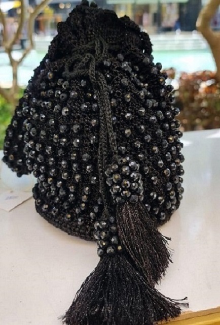 Black Bag with glossy beads 1 Black Bag with glossy beads