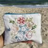 Seashell Hand-embroidered cotton Pouch