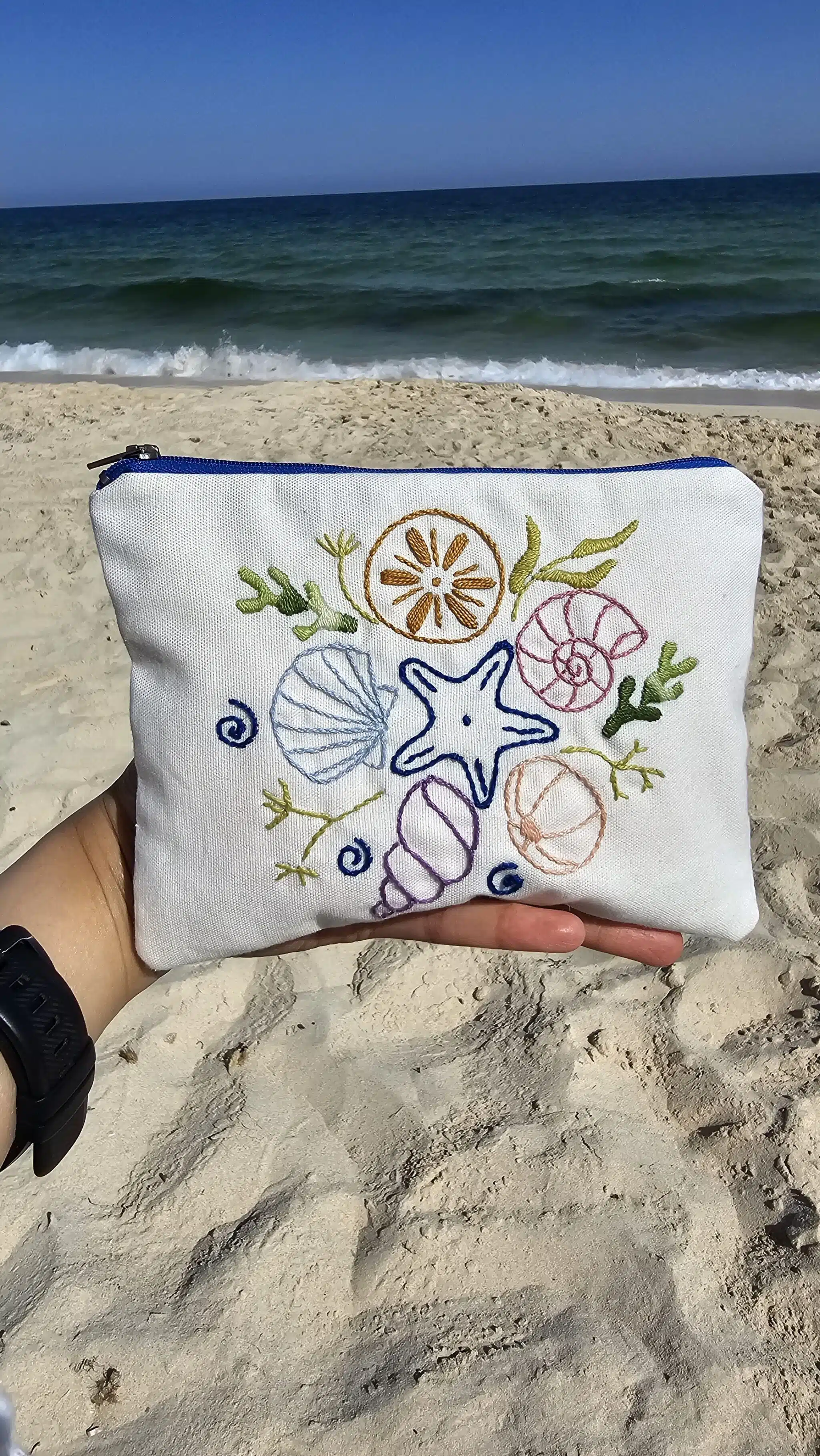 Seashell Hand-embroidered cotton Pouch 5 20250607 092851 scaled