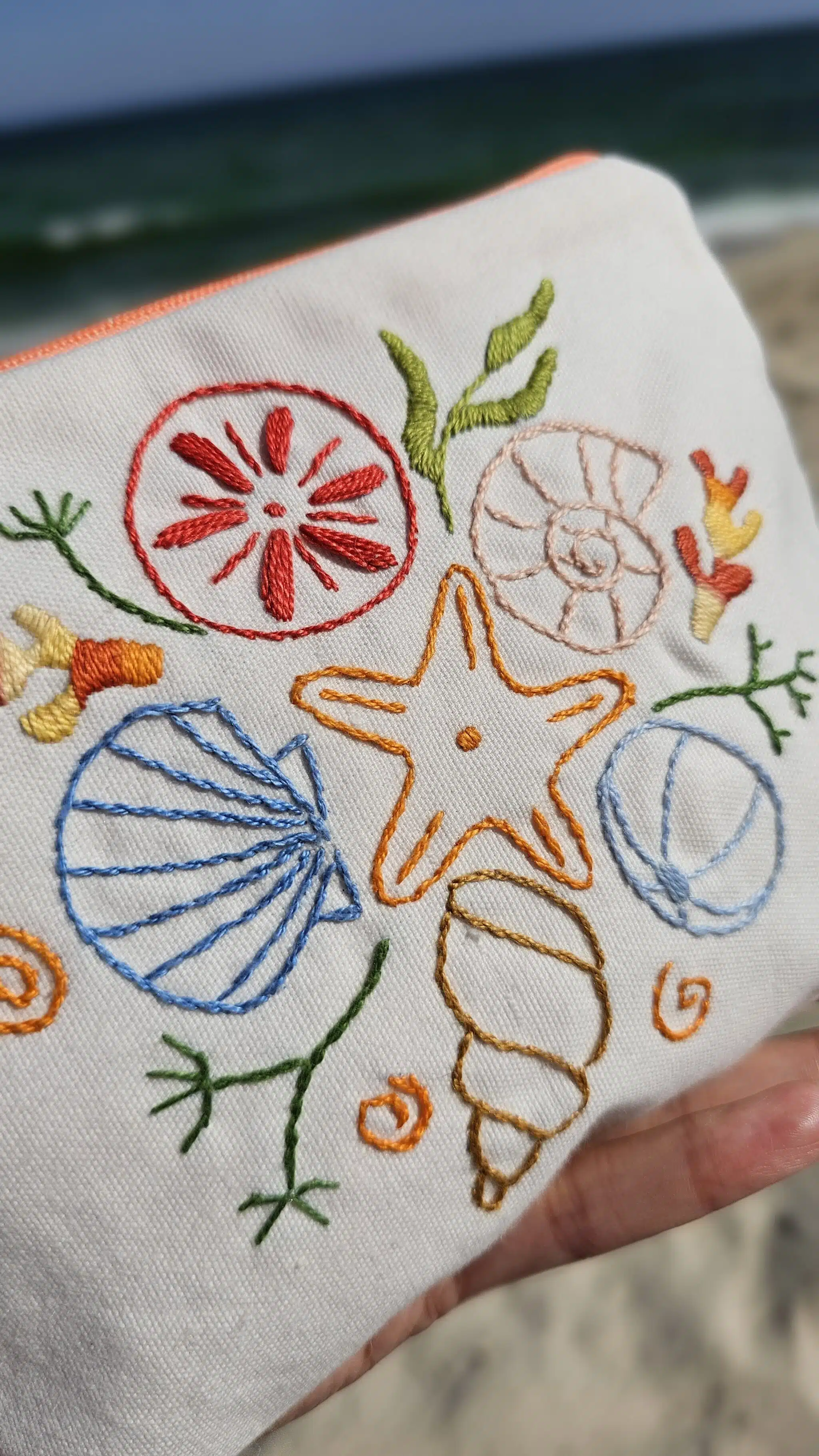 Seashell Hand-embroidered cotton Pouch 4 20250607 092954 scaled