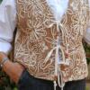 Beige embroidery vest