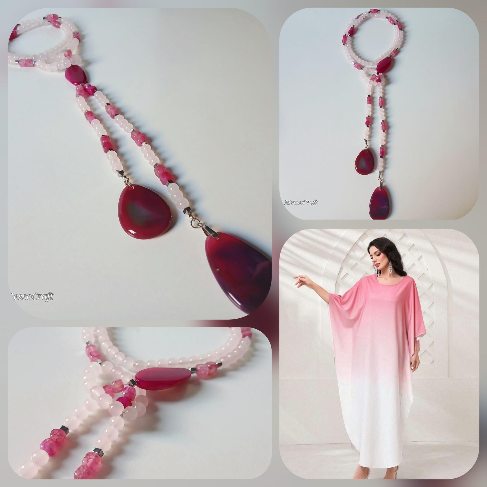 Multiwear Statement necklace- dark fuschia 1 Multiwear Statement necklace- dark fuschia
