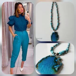 Turquoise matrix statement necklace
