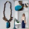 blue | brownish statement necklace with gemstones