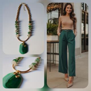 green | golden lava statement necklace