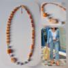 orange | light blue necklace with orange gemstones