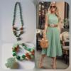 Sage green | brown statement necklace with big sage gemstone