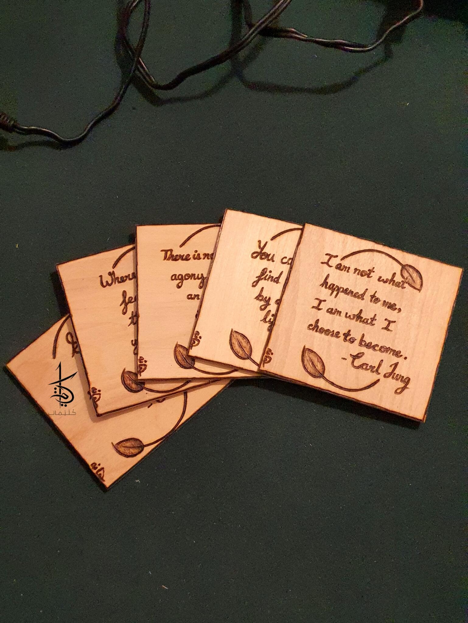 Serenity Psychology Center: Hand-Burned Wood Coasters 1 Serenity Psychology Center: Hand-Burned Wood Coasters