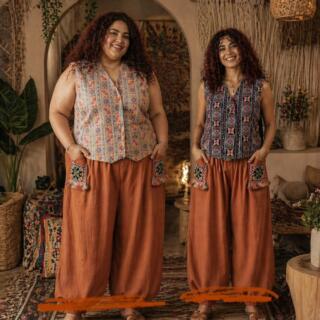 Plus size Ballon shape linen pants