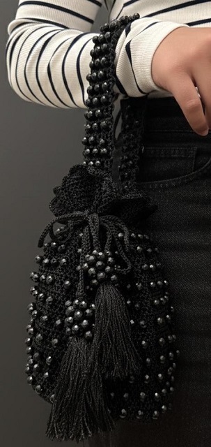 Black Bag with glossy beads 3 3 43