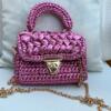 Pink Metallic Crochet Bag