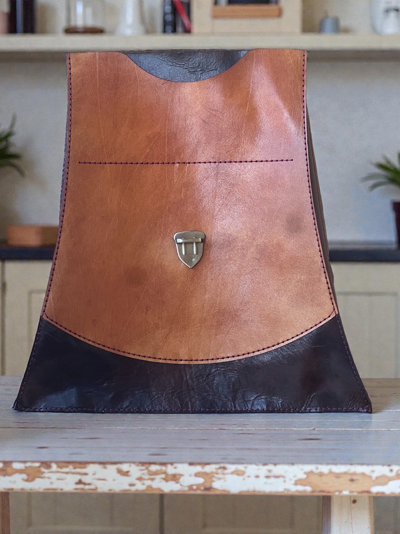 An Unusual Genuine Leather Backpack with Embossed Ancient Egyptian Hieroglyphics 2 4 14