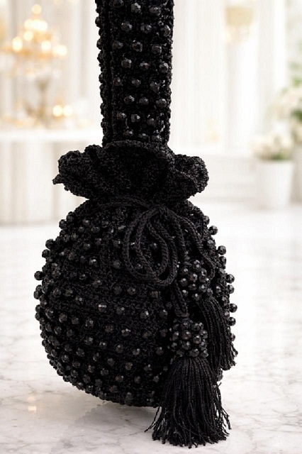Black Bag with glossy beads 4 4 43