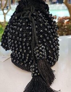 Black Bag with glossy beads