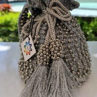 Silver Bag with small beads