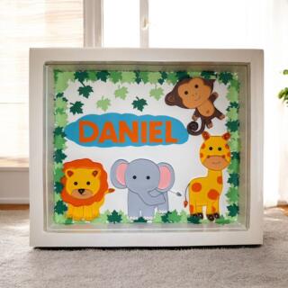 handmade personalized customized baby kids newborn wall frame art paper quilling decor name jungle animals