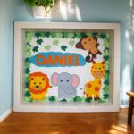 handmade personalized customized baby kids newborn wall frame art paper quilling decor name jungle animals