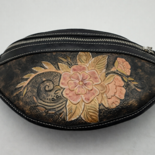 Handmade Genuine Leather Black Waist Bag