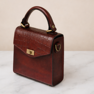 Handmade Burgundy Genuine Leather Bag – Classic Engraving