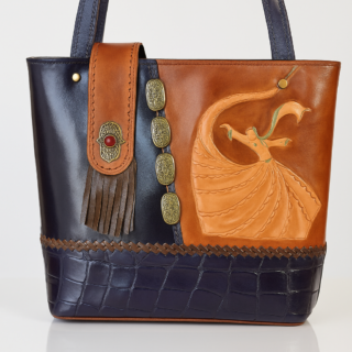 Handmade Genuine Leather Large Women’s Handbag – Whirling Dervish Design5