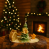 A wood trunk plate scented candle