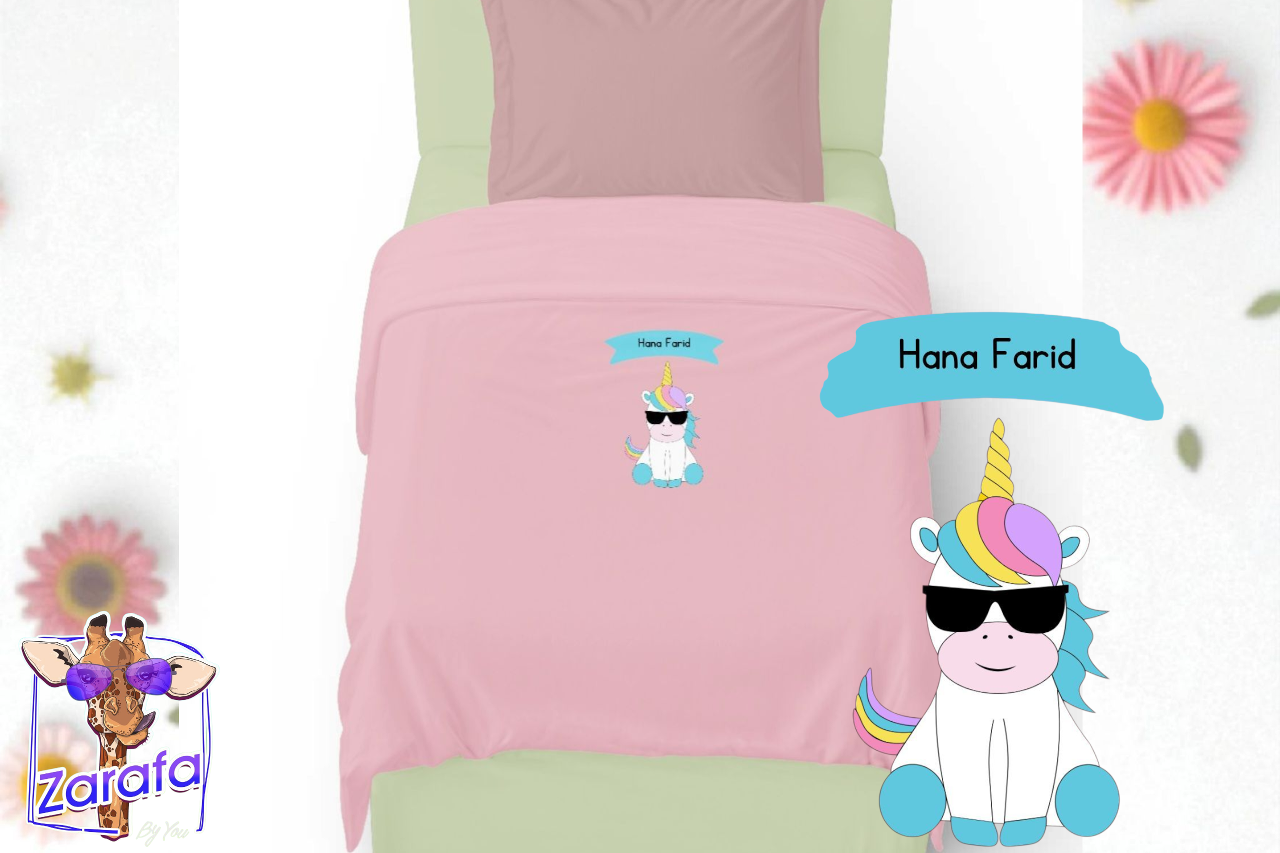 Customized pack of 2 baby bedsheet "Unicorn"