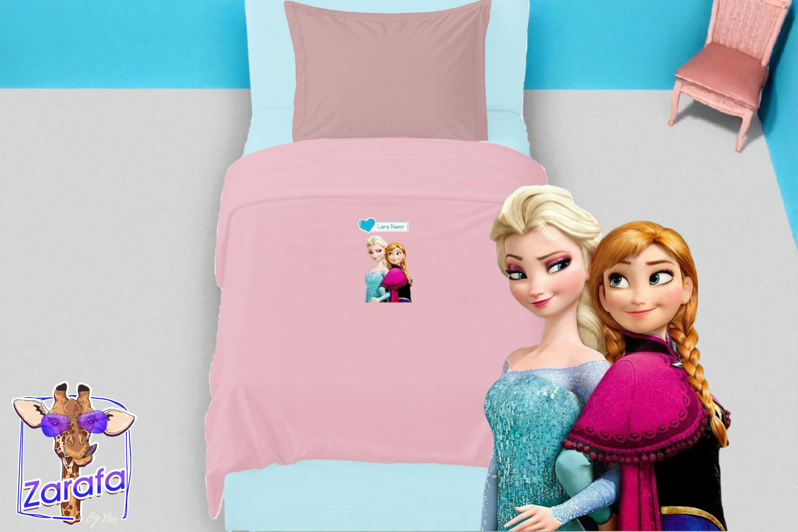 Customized pack of 2 baby bedsheet "Frozen"