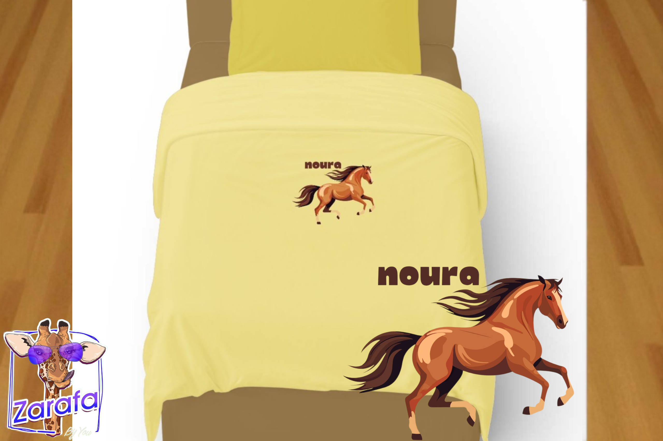 Customized pack of 2 baby bedsheet "Horse lover"