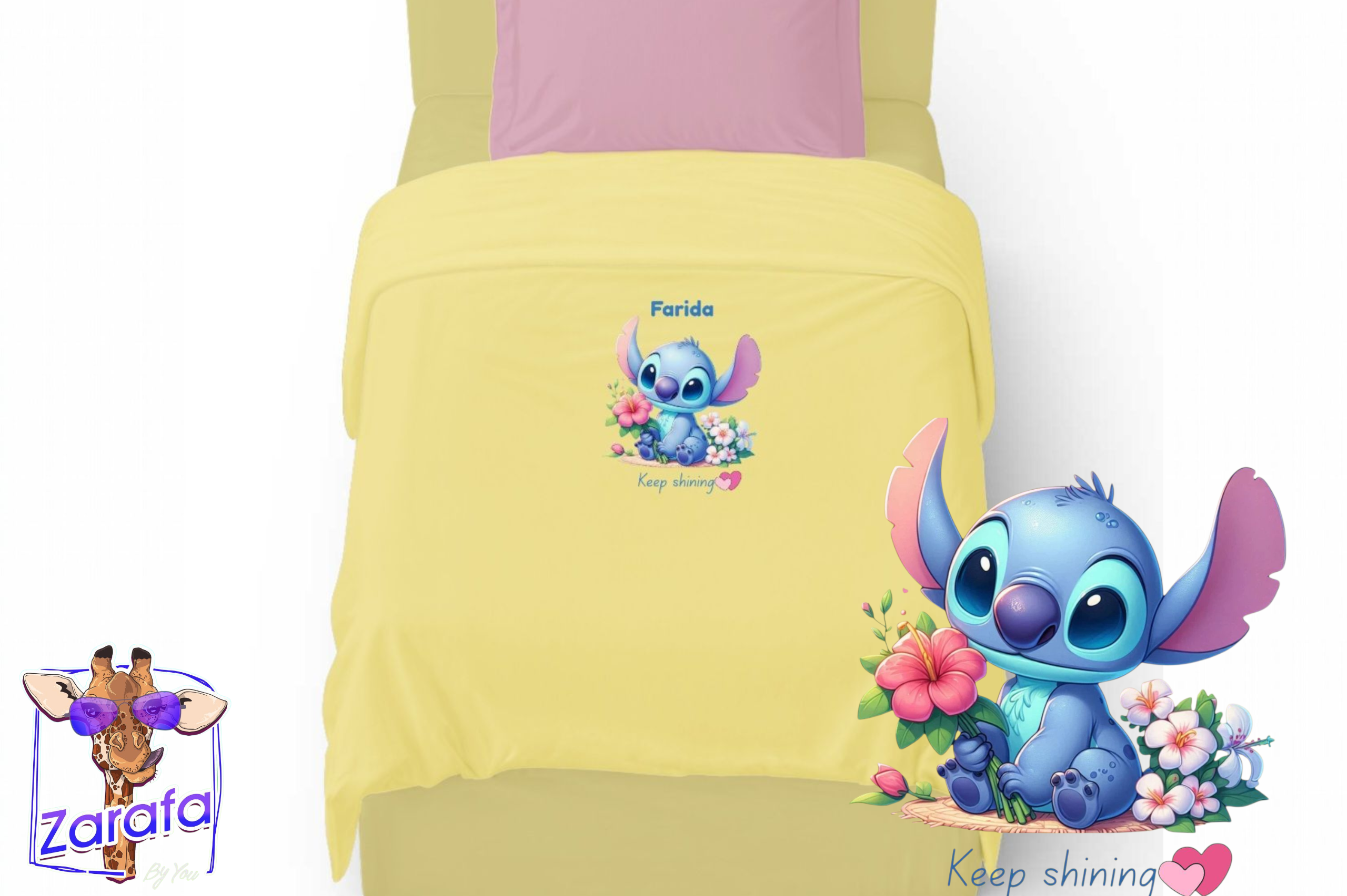 Customized pack of 2 baby bedsheet "Stitch 2"