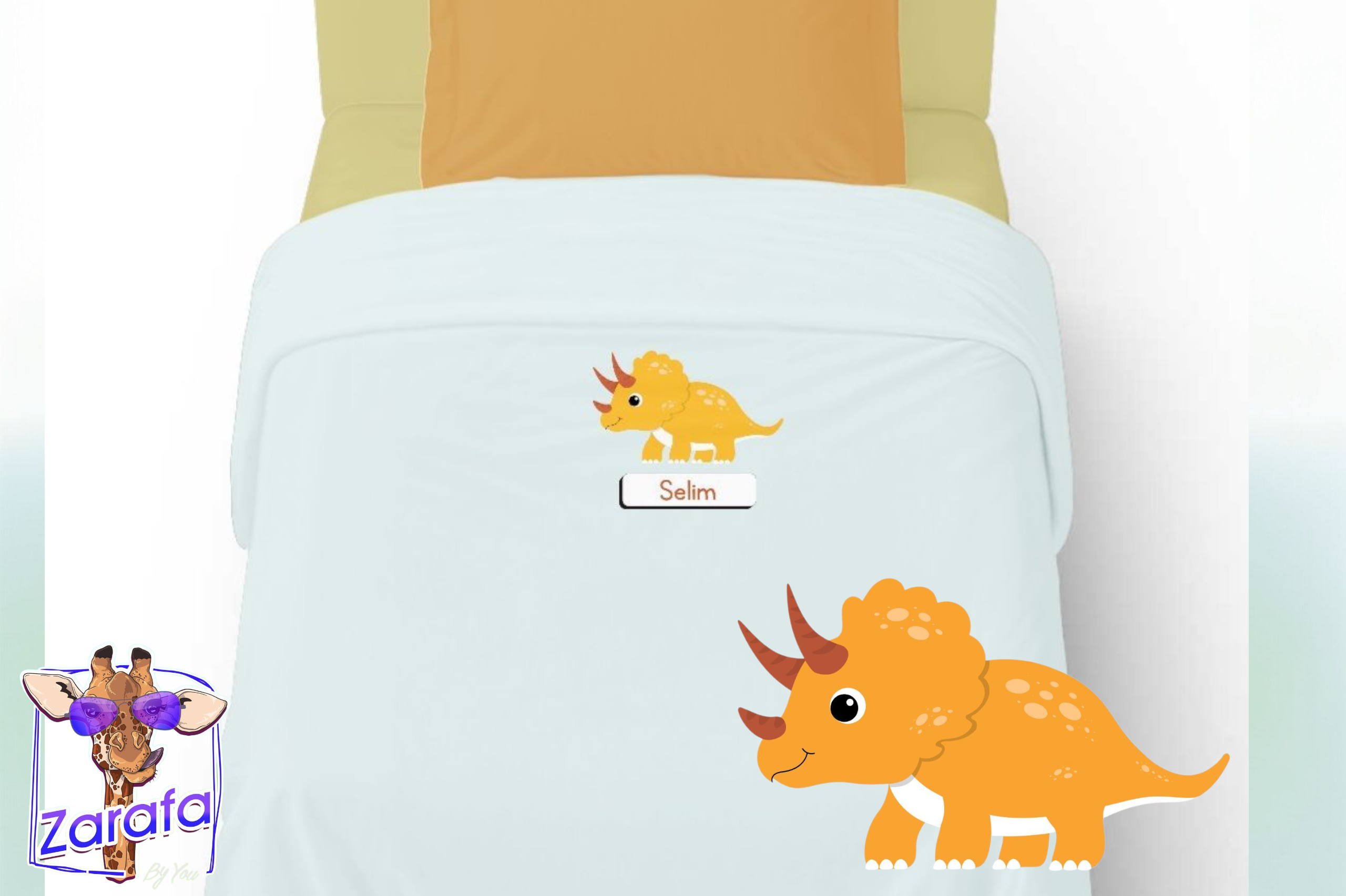 Customized pack of 2 baby bedsheet "Dino2" 1 Customized pack of 2 baby bedsheet "Dino2"
