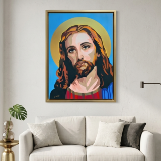jesus sacred heart acrylic painting staged