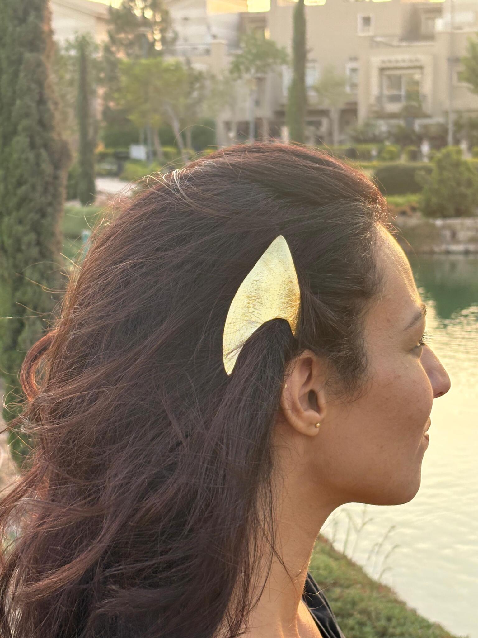 The Elf Handcrafted Brass Headpiece 1 The Elf brass headpiece, not gold plated.