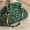 Emerald crochet clutch with resin chain