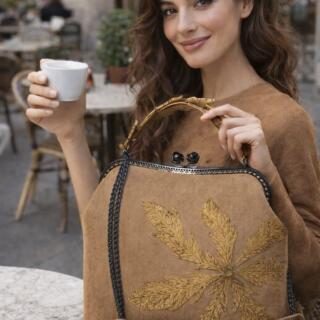 Timeless Natural Suede Bag with Full Suede Finish