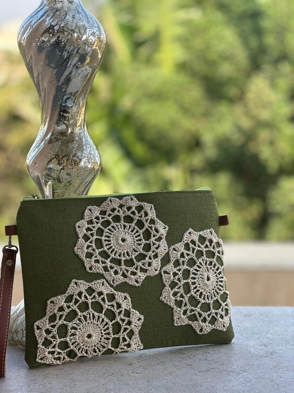 Olive Bloom Crochet Clutch 1 Olive Bloom Crochet Clutch