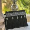Black clutch with silver arabic calligraphy
