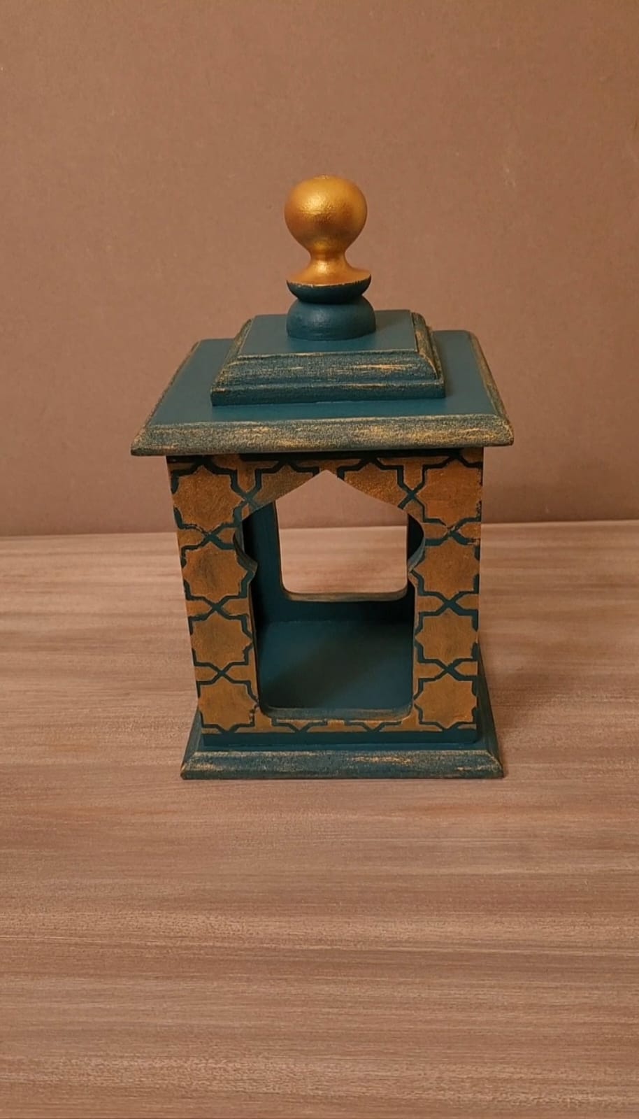 Teal Islamic pattern fanoos 1 Teal Islamic pattern fanoos