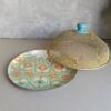 Ramadan Mubarak glass plate with mesh cover