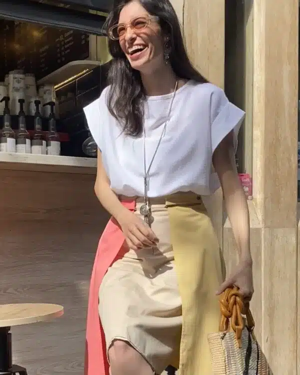 Paneled Gabardine Skirt