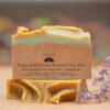 Turmeric and French green clay soap bar designed to gently cleanse, detoxify, and brighten the skin, helping to reduce impurities, balance oil, and leave the skin feeling fresh, smooth, and naturally radiant.