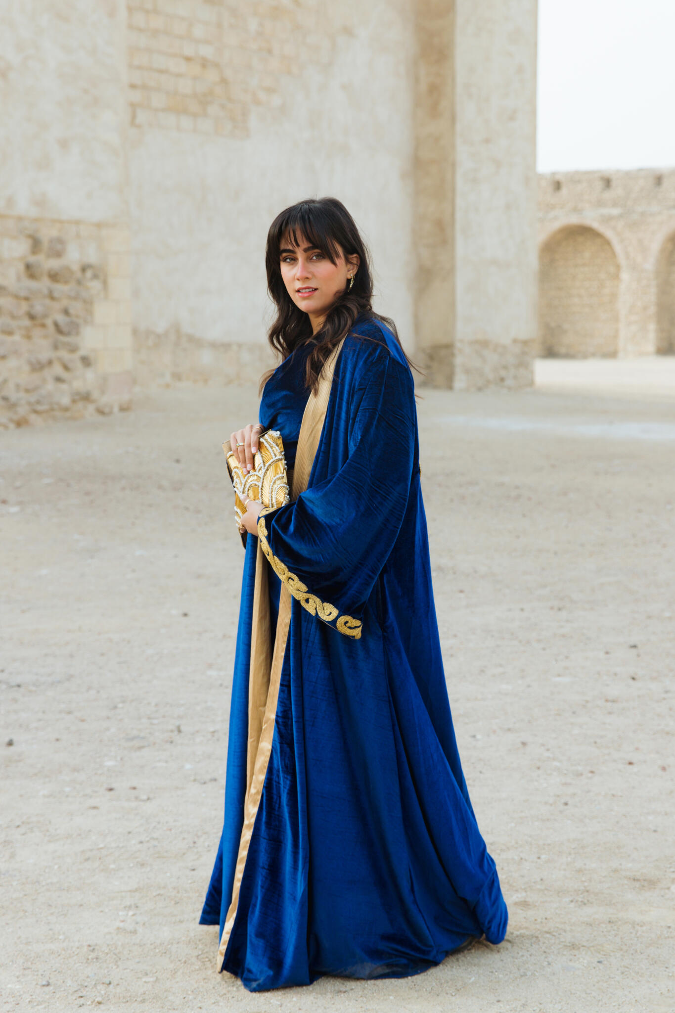 "Golden Hamsa Kaftan" in Black 5 IMG 0455 scaled