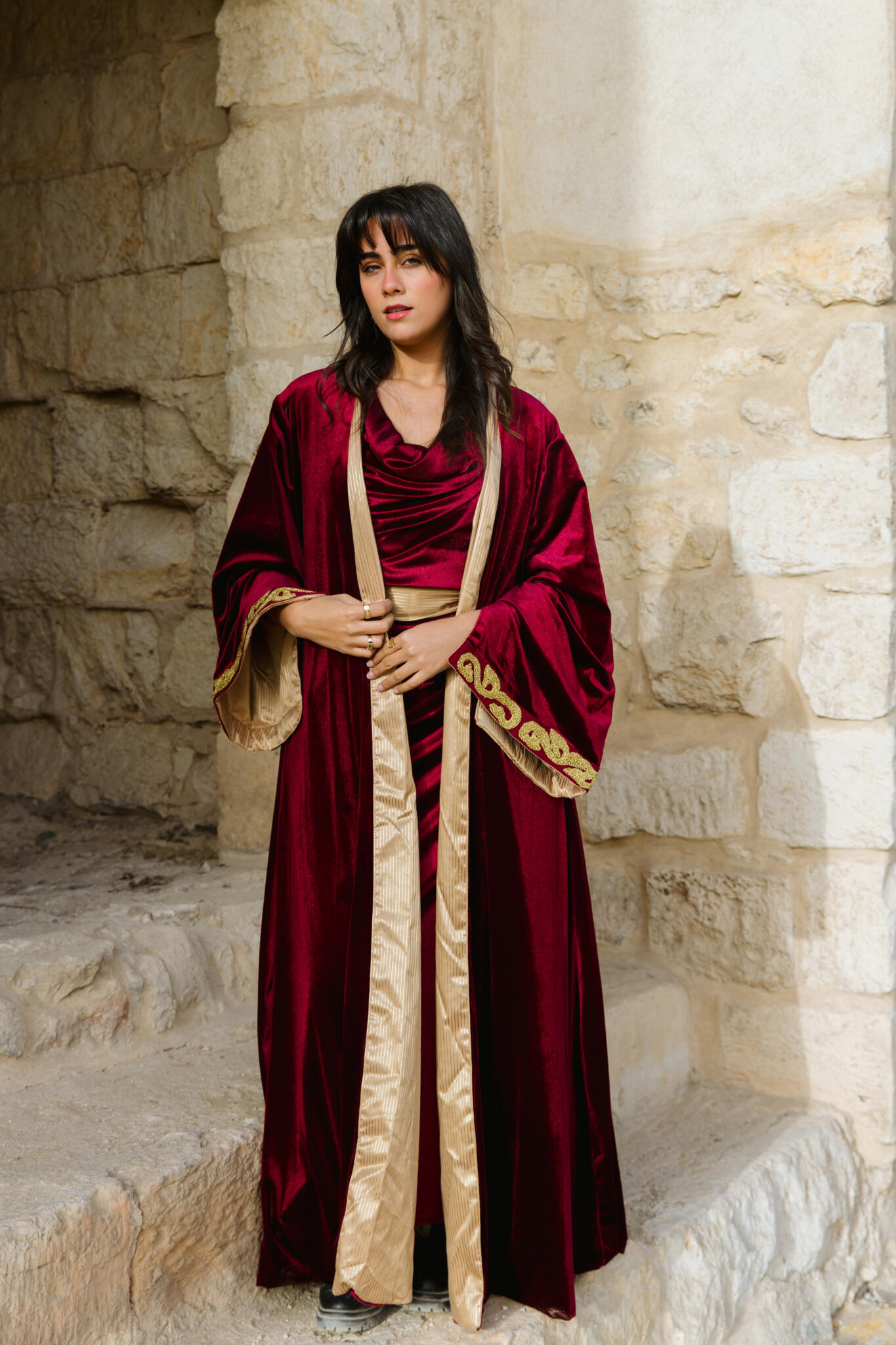 "Golden Hamsa Kaftan" in Black 4 IMG 0481 scaled