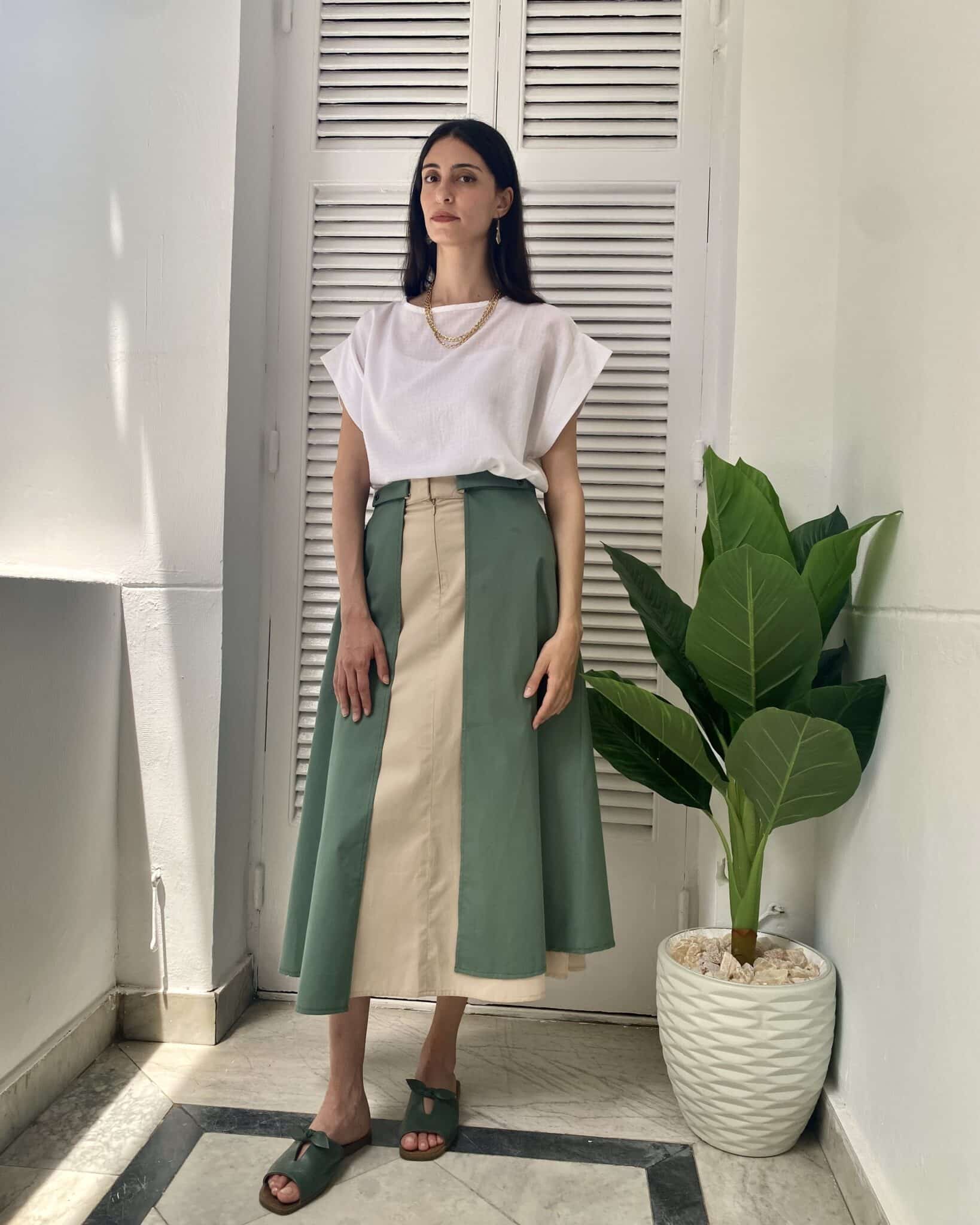 Paneled Gabardine Skirt - Midi 3 IMG 0613 scaled
