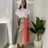 Paneled Gabardine Skirt - Midi