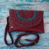 Natural leather maroon with two handles leather strap