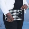 Houndstooth off-white clutch
