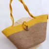 Sandy jute and yellow cordon rope beach bag